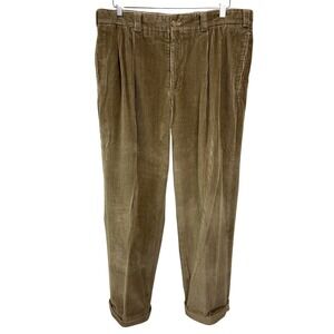 Vintage Bill's Khakis Corduroy Pants Men's 38 USA Made Pleated Cuffed Brown D14